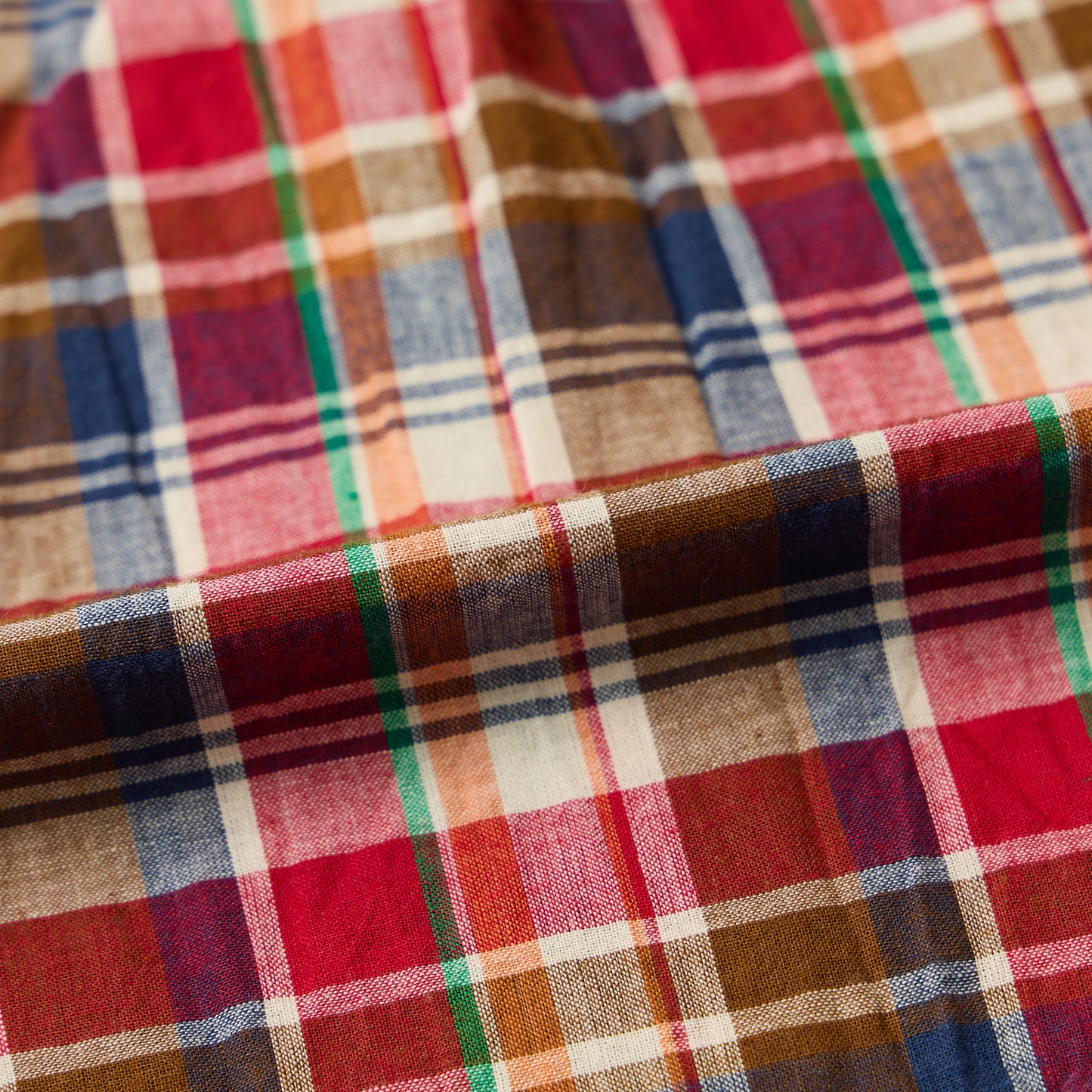 KEATON CHASE USA L/S CLASSIC FIT FULLOPEN BD SHIRT COTTON MADRAS CHECK - 3. RED_BROWN_WHITE_NAVY_GREEN