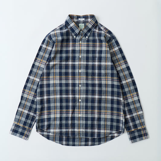 KEATON CHASE USA L/S CLASSIC FIT FULLOPEN BD SHIRT COTTON MADRAS CHECK - 13. NAVY_WHITE_RED_ORANGE