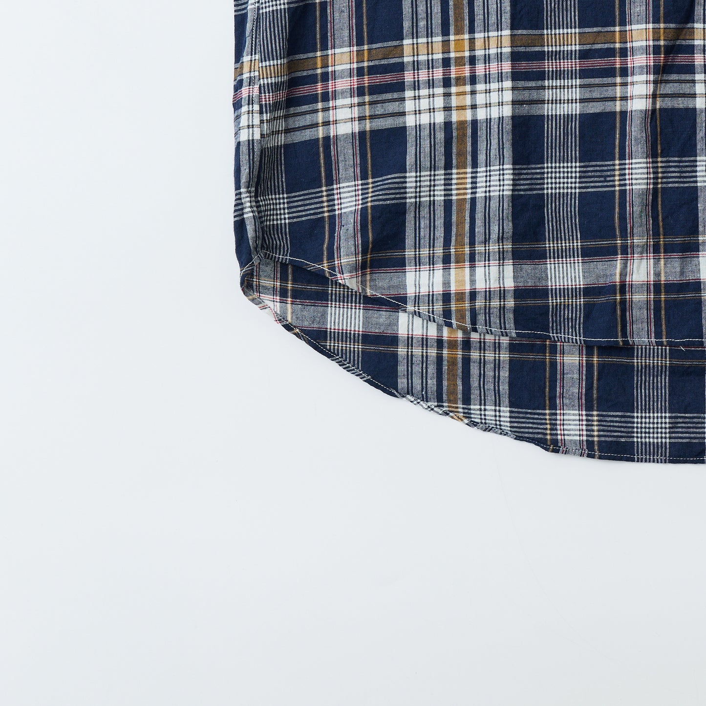 KEATON CHASE USA L/S CLASSIC FIT FULLOPEN BD SHIRT COTTON MADRAS CHECK - 13. NAVY_WHITE_RED_ORANGE