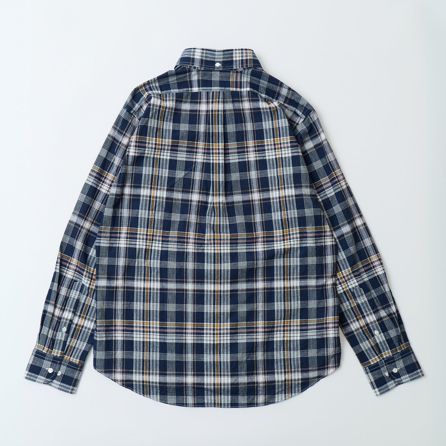 KEATON CHASE USA L/S CLASSIC FIT FULLOPEN BD SHIRT COTTON MADRAS CHECK - 13. NAVY_WHITE_RED_ORANGE