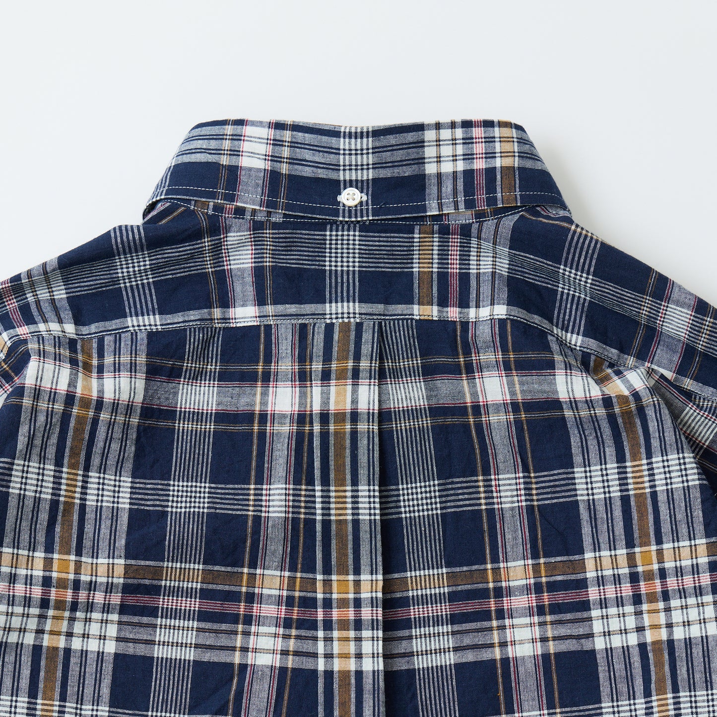 KEATON CHASE USA L/S CLASSIC FIT FULLOPEN BD SHIRT COTTON MADRAS CHECK - 13. NAVY_WHITE_RED_ORANGE