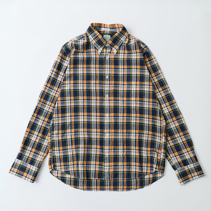 KEATON CHASE USA L/S CLASSIC FIT FULLOPEN BD SHIRT COTTON MADRAS CHECK - 11. NAVY_ORANGE_WHITE