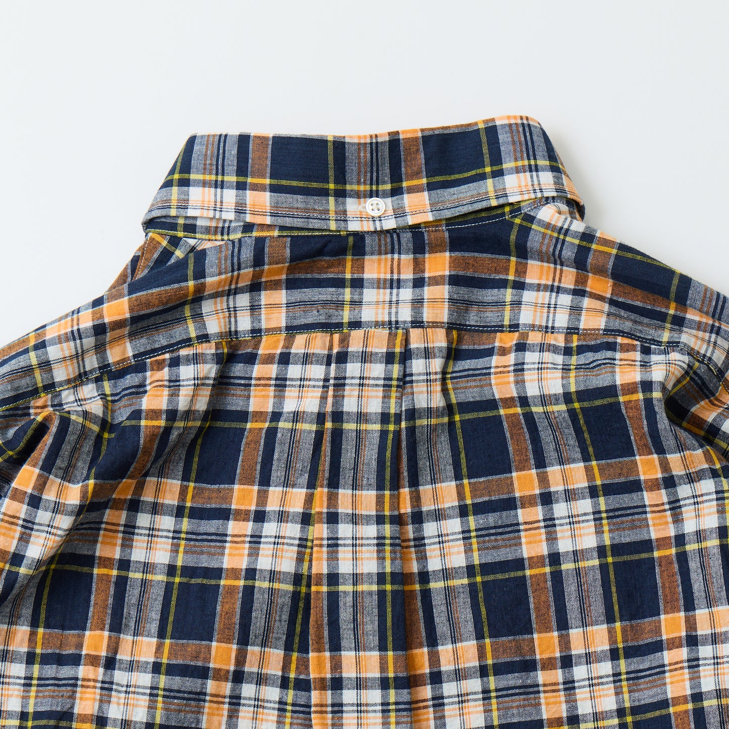 KEATON CHASE USA L/S CLASSIC FIT FULLOPEN BD SHIRT COTTON MADRAS CHECK - 11. NAVY_ORANGE_WHITE