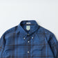KEATON CHASE USA L/S CLASSIC FIT FULLOPEN BD SHIRT COTTON OVERDYED MADRAS CHECK - A_NAVY_BLUE