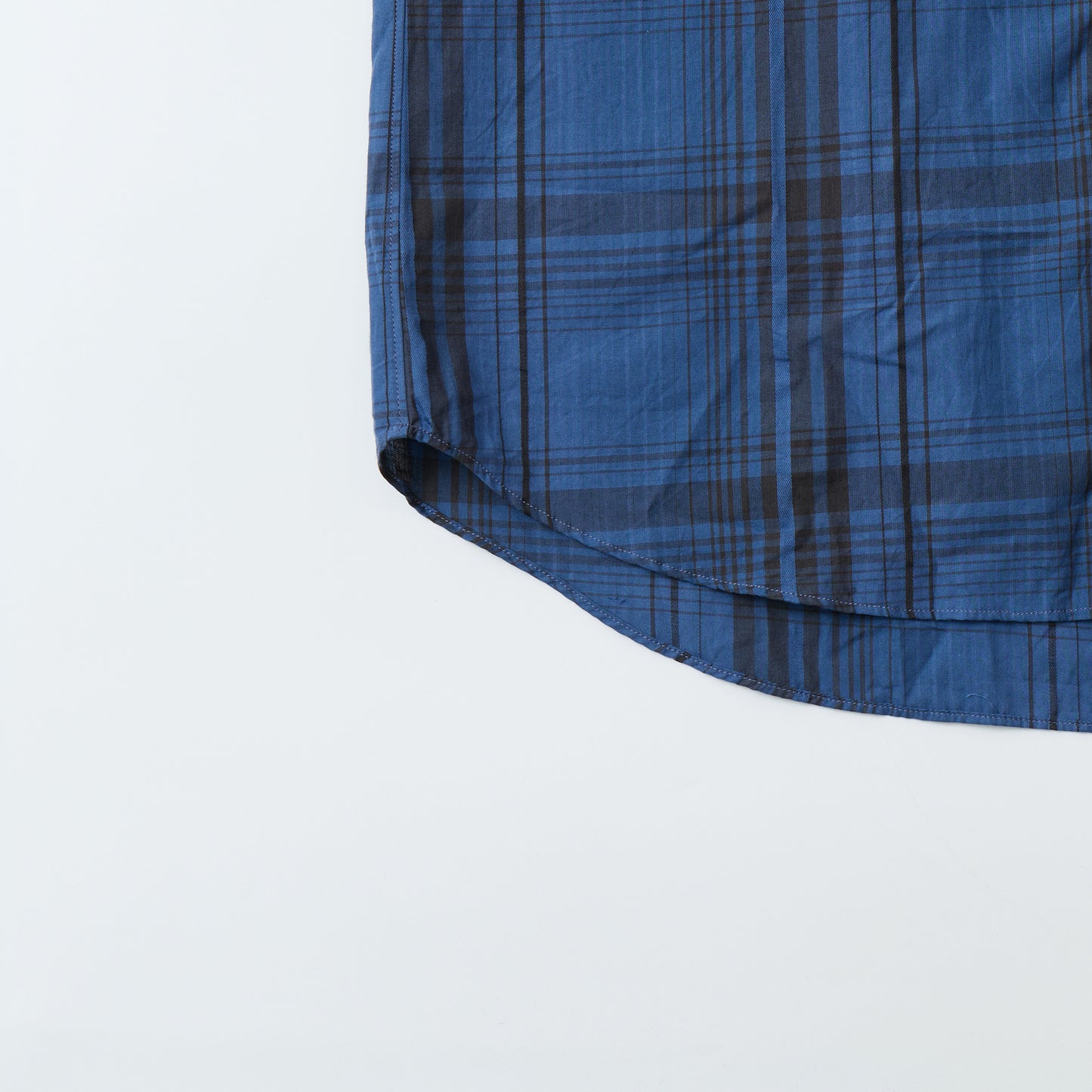 KEATON CHASE USA L/S CLASSIC FIT FULLOPEN BD SHIRT COTTON OVERDYED MADRAS CHECK - A_NAVY_BLUE
