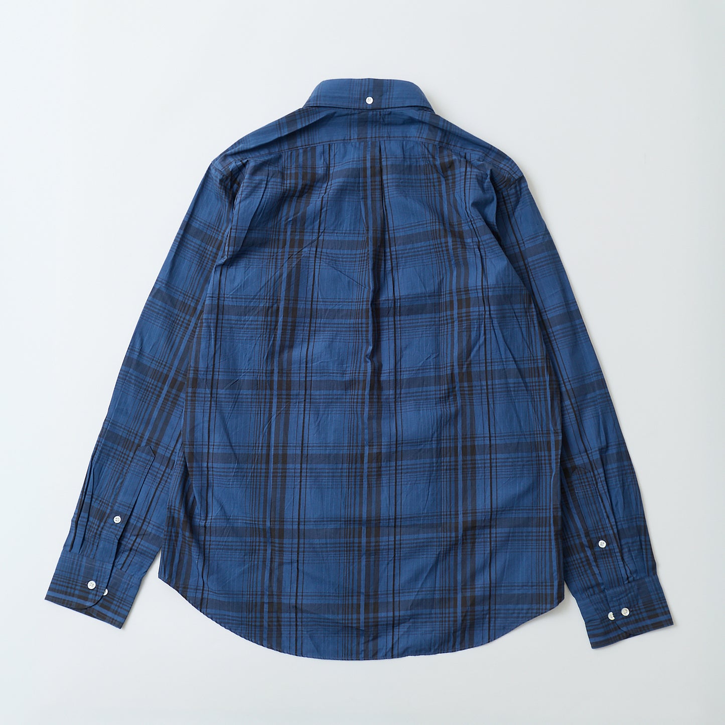 KEATON CHASE USA L/S CLASSIC FIT FULLOPEN BD SHIRT COTTON OVERDYED MADRAS CHECK - A_NAVY_BLUE