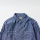 EMPIRE & SONS L/S USN STYLE WORK SHIRT 5oz SELVAGE CHAMBRAY - BLUE