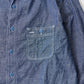 EMPIRE & SONS L/S USN STYLE WORK SHIRT 5oz SELVAGE CHAMBRAY - BLUE