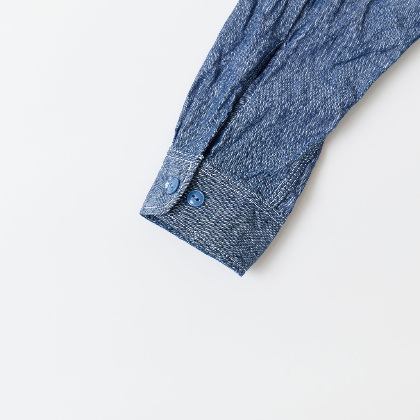 EMPIRE & SONS L/S USN STYLE WORK SHIRT 5oz SELVAGE CHAMBRAY - BLUE