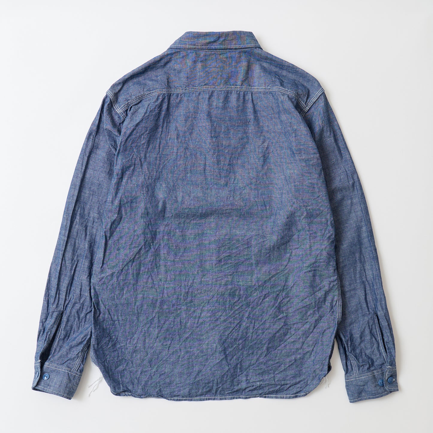 EMPIRE & SONS L/S USN STYLE WORK SHIRT 5oz SELVAGE CHAMBRAY - BLUE