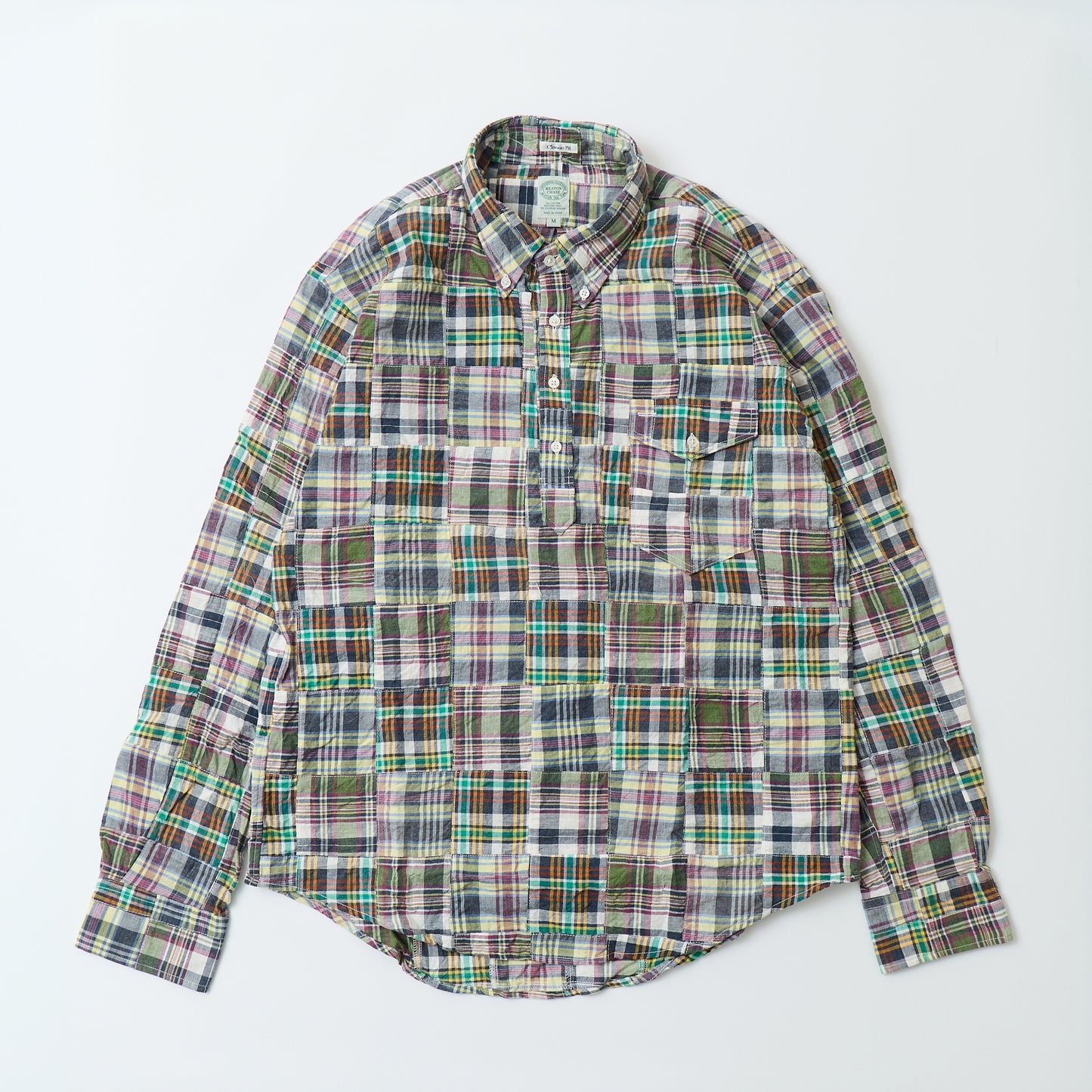 KEATON CHASE USA L/S CLASSIC FIT PULLOVER BD SHIRT COTTON PATCHWORK MADRAS CHECK - #6
