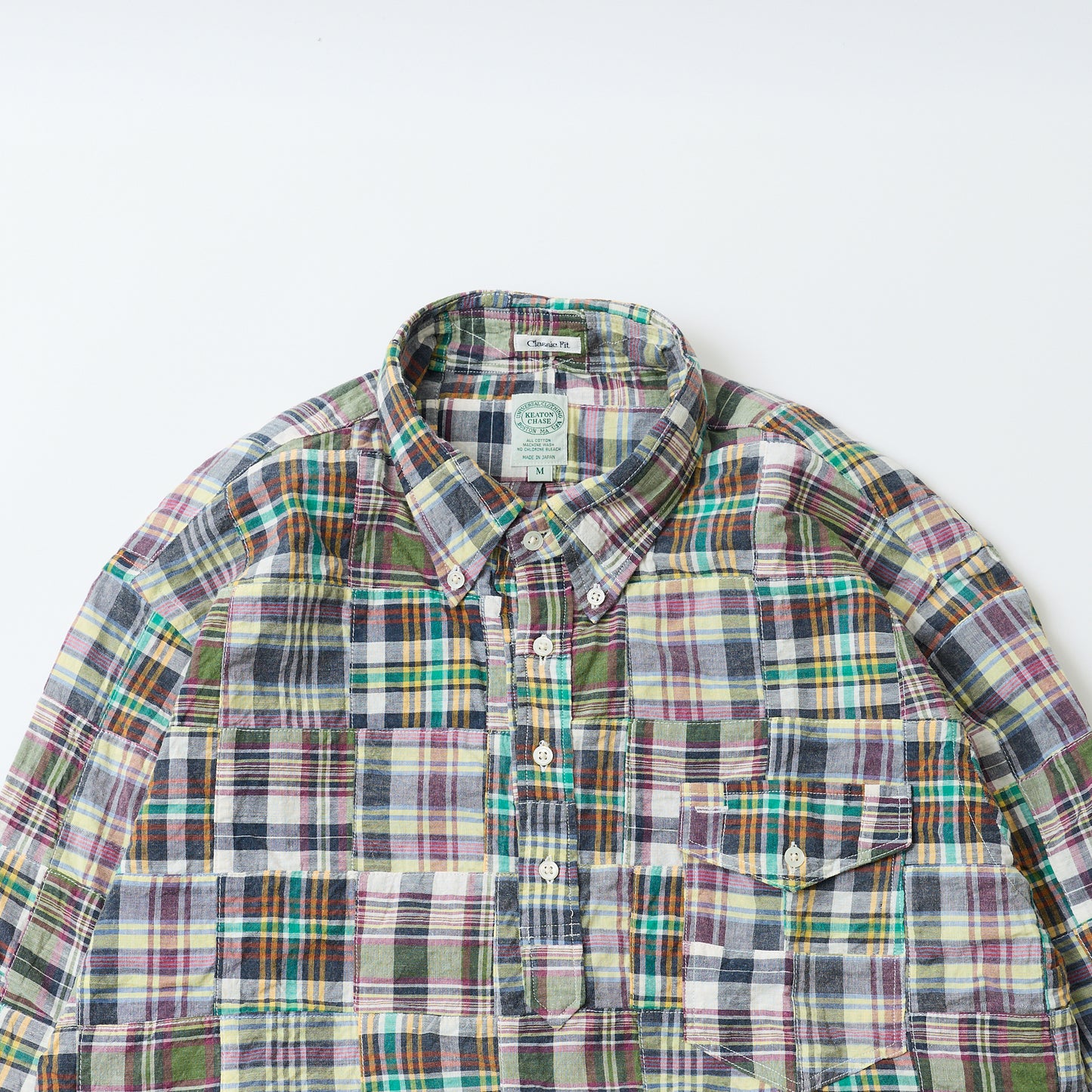 KEATON CHASE USA L/S CLASSIC FIT PULLOVER BD SHIRT COTTON PATCHWORK MADRAS CHECK - #6