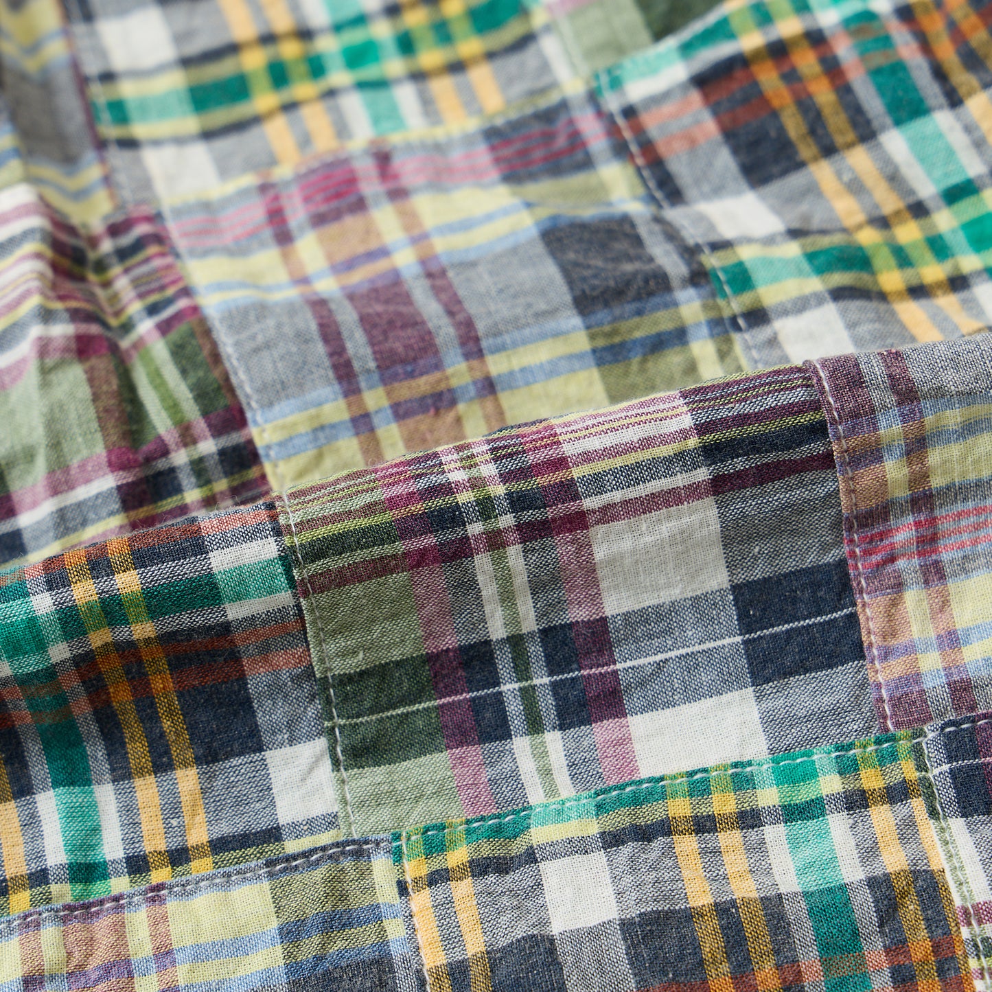 KEATON CHASE USA L/S CLASSIC FIT PULLOVER BD SHIRT COTTON PATCHWORK MADRAS CHECK - #6