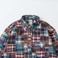 KEATON CHASE USA L/S CLASSIC FIT PULLOVER BD SHIRT COTTON PATCHWORK MADRAS CHECK - 1. BROWN_NAVY