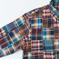 KEATON CHASE USA L/S CLASSIC FIT PULLOVER BD SHIRT COTTON PATCHWORK MADRAS CHECK - 1. BROWN_NAVY