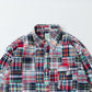 KEATON CHASE USA L/S CLASSIC FIT PULLOVER BD SHIRT COTTON PATCHWORK MADRAS CHECK - 3. RED_NAVY