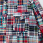 KEATON CHASE USA L/S CLASSIC FIT PULLOVER BD SHIRT COTTON PATCHWORK MADRAS CHECK - 3. RED_NAVY