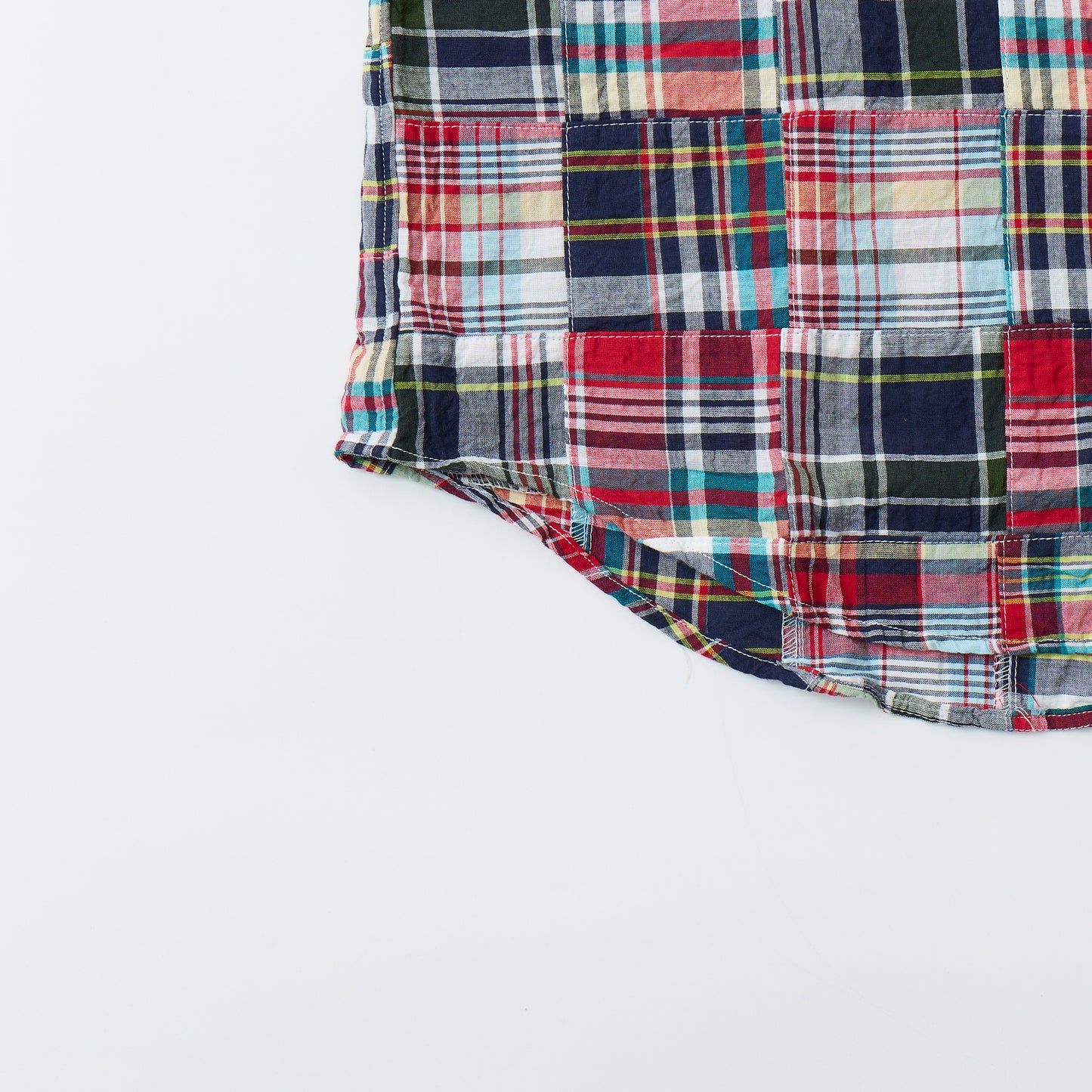 KEATON CHASE USA L/S CLASSIC FIT PULLOVER BD SHIRT COTTON PATCHWORK MADRAS CHECK - 3. RED_NAVY