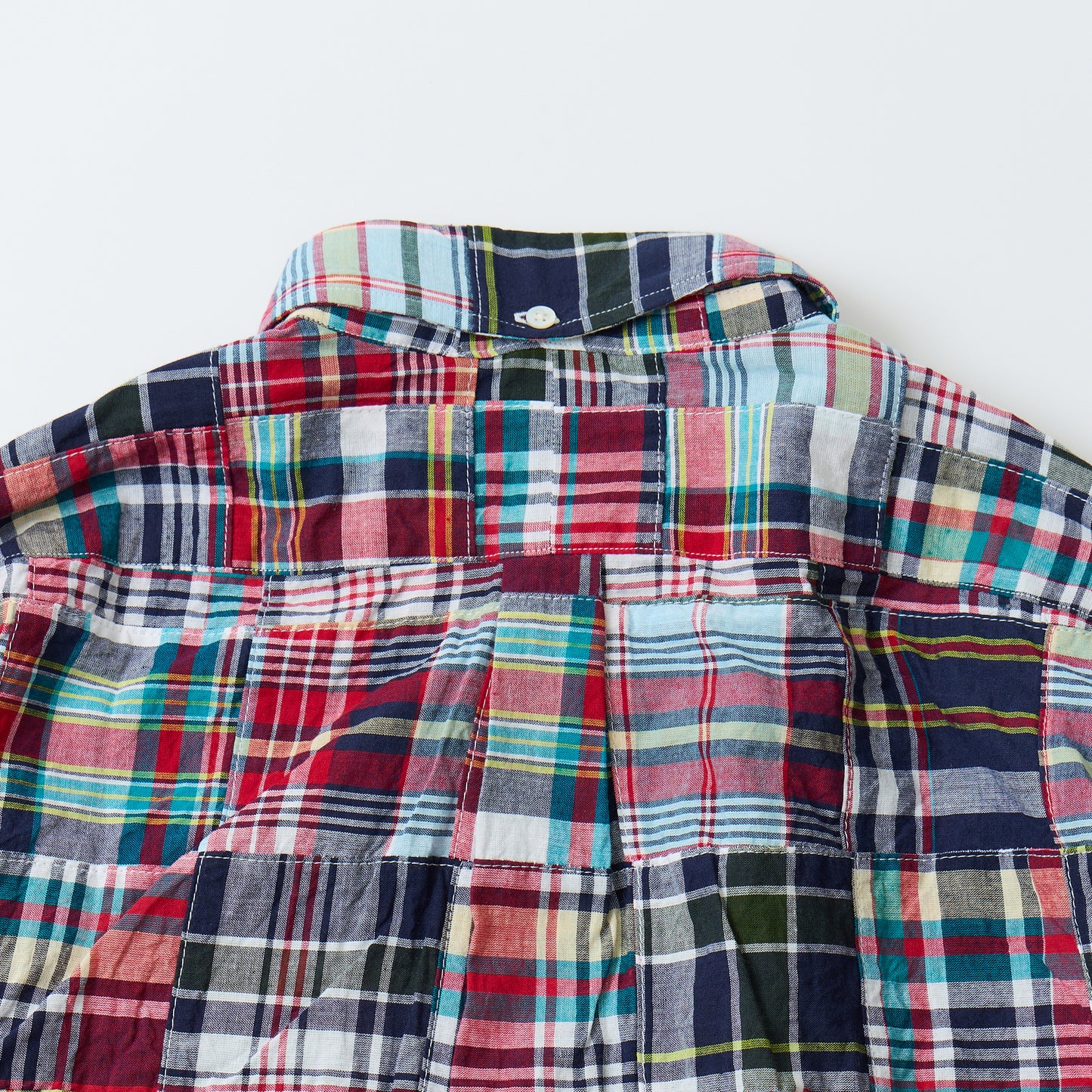 KEATON CHASE USA L/S CLASSIC FIT PULLOVER BD SHIRT COTTON PATCHWORK MADRAS CHECK - 3. RED_NAVY