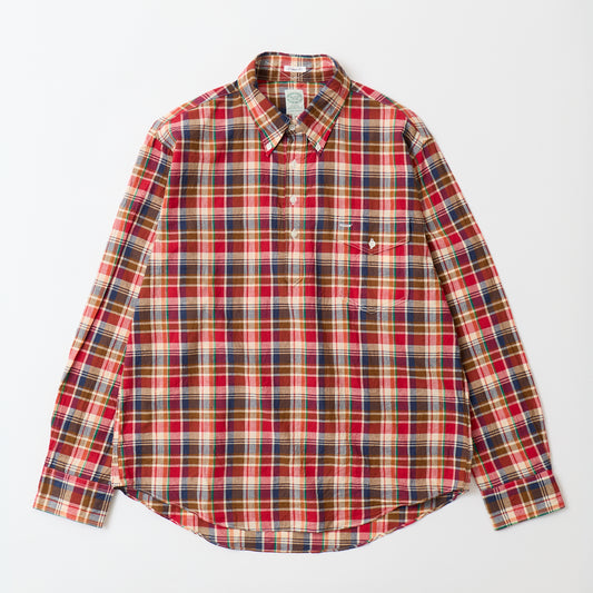 KEATON CHASE USA L/S CLASSIC FIT PULLOVER BD SHIRT MADRAS CHECK INDIA - #3 RED_BROWN_WHITE_NAVY_GREEN