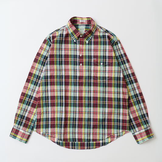 KEATON CHASE USA L/S CLASSIC FIT PULLOVER BD SHIRT MADRAS CHECK INDIA - #5 NAVY_RED_YELLOW_WHITE_GREEN