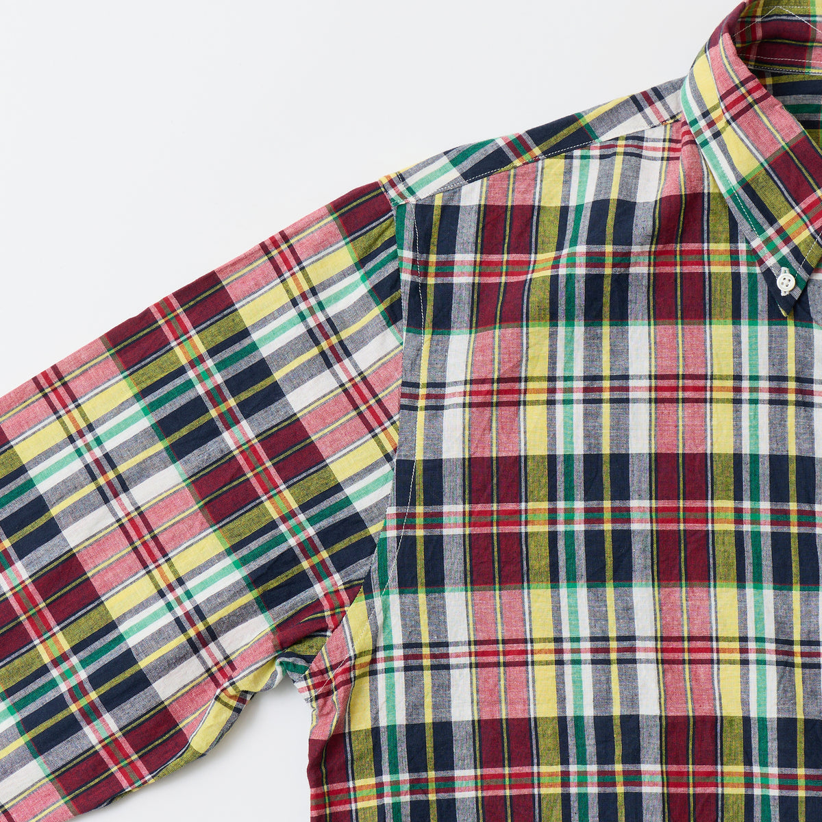 KEATON CHASE USA L/S CLASSIC FIT PULLOVER BD SHIRT MADRAS CHECK INDIA - #5 NAVY_RED_YELLOW_WHITE_GREEN