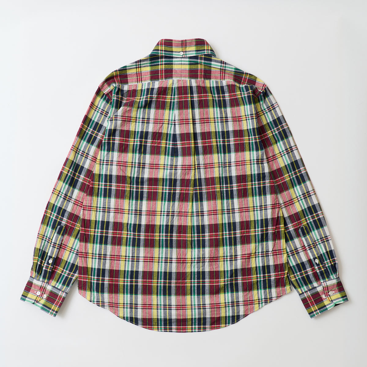 KEATON CHASE USA L/S CLASSIC FIT PULLOVER BD SHIRT MADRAS CHECK INDIA - #5 NAVY_RED_YELLOW_WHITE_GREEN