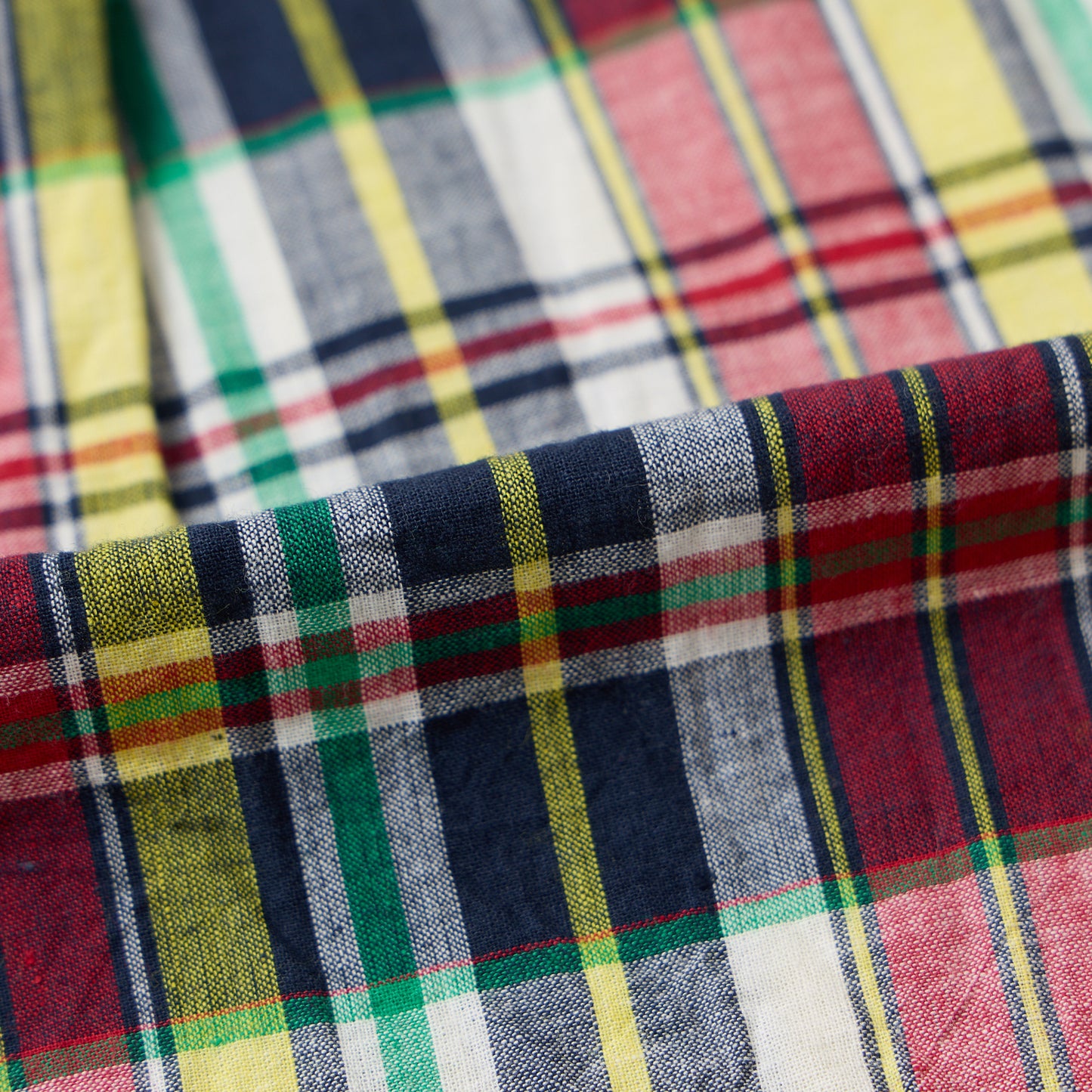 KEATON CHASE USA L/S CLASSIC FIT PULLOVER BD SHIRT MADRAS CHECK INDIA - #5 NAVY_RED_YELLOW_WHITE_GREEN