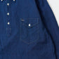 KEATON CHASE USA L/S CLASSIC FIT PULLOVER BD SHIRT 5oz INDIGO CHAMBRAY - INDIGO W/BEIGE STITCH