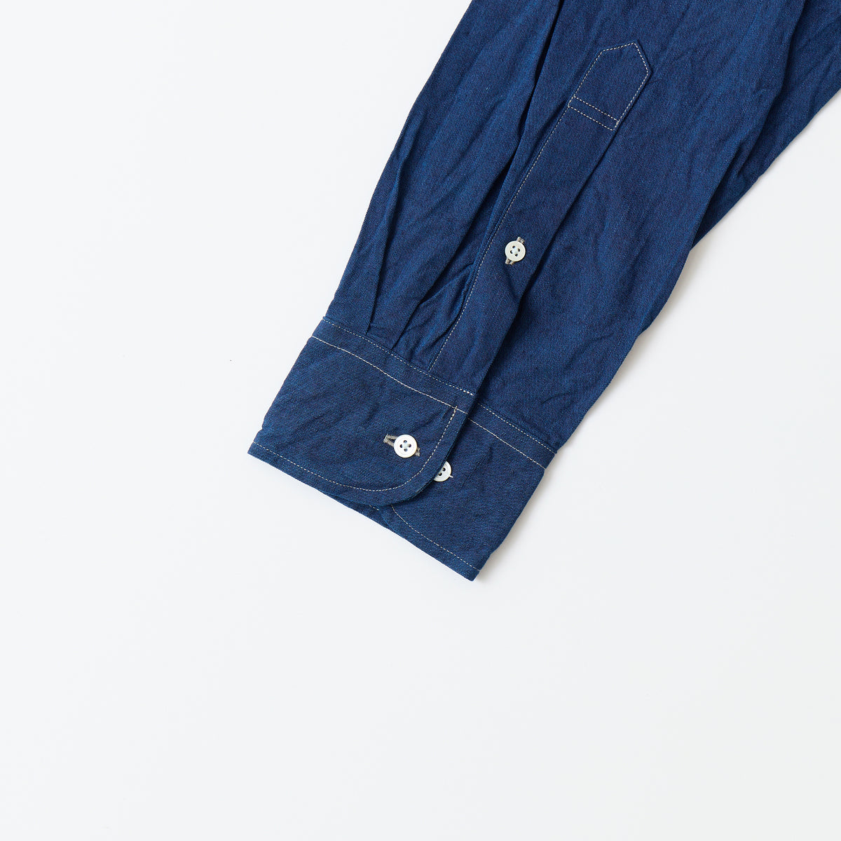 KEATON CHASE USA L/S CLASSIC FIT PULLOVER BD SHIRT 5oz INDIGO CHAMBRAY - INDIGO W/BEIGE STITCH