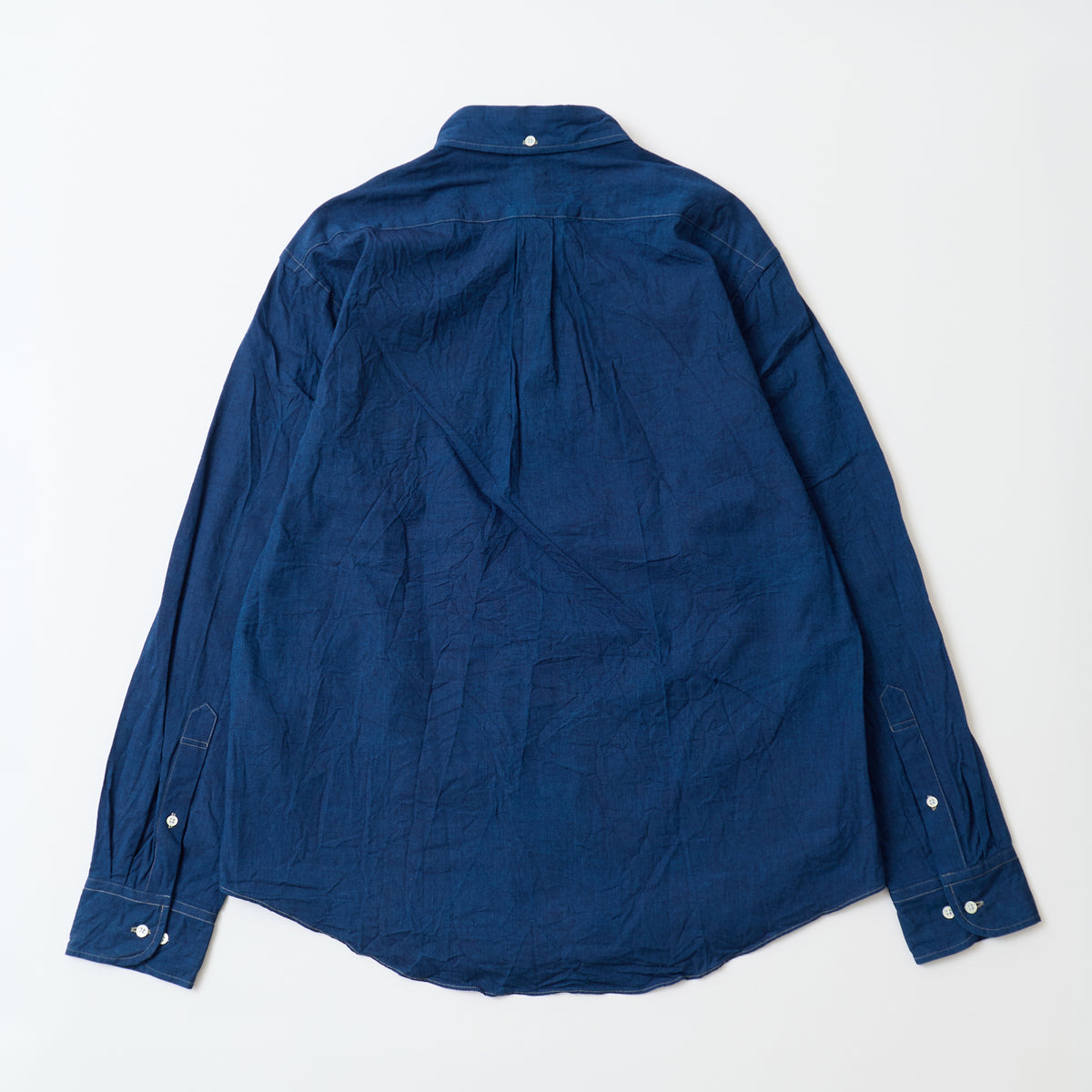 KEATON CHASE USA L/S CLASSIC FIT PULLOVER BD SHIRT 5oz INDIGO CHAMBRAY - INDIGO W/BEIGE STITCH
