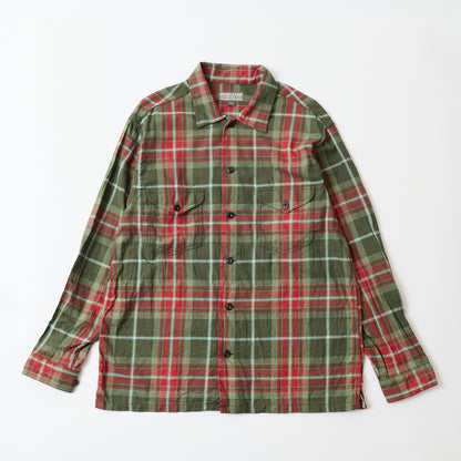 EMPIRE & SONS WORK SHIRT JACKET - COTTON TWILL CHECK - 2.DK OLIVE DK RED SAGE WHITE