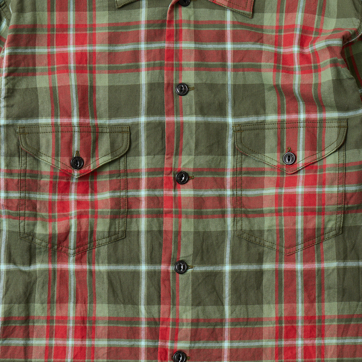 EMPIRE & SONS WORK SHIRT JACKET - COTTON TWILL CHECK - 2.DK OLIVE DK RED SAGE WHITE