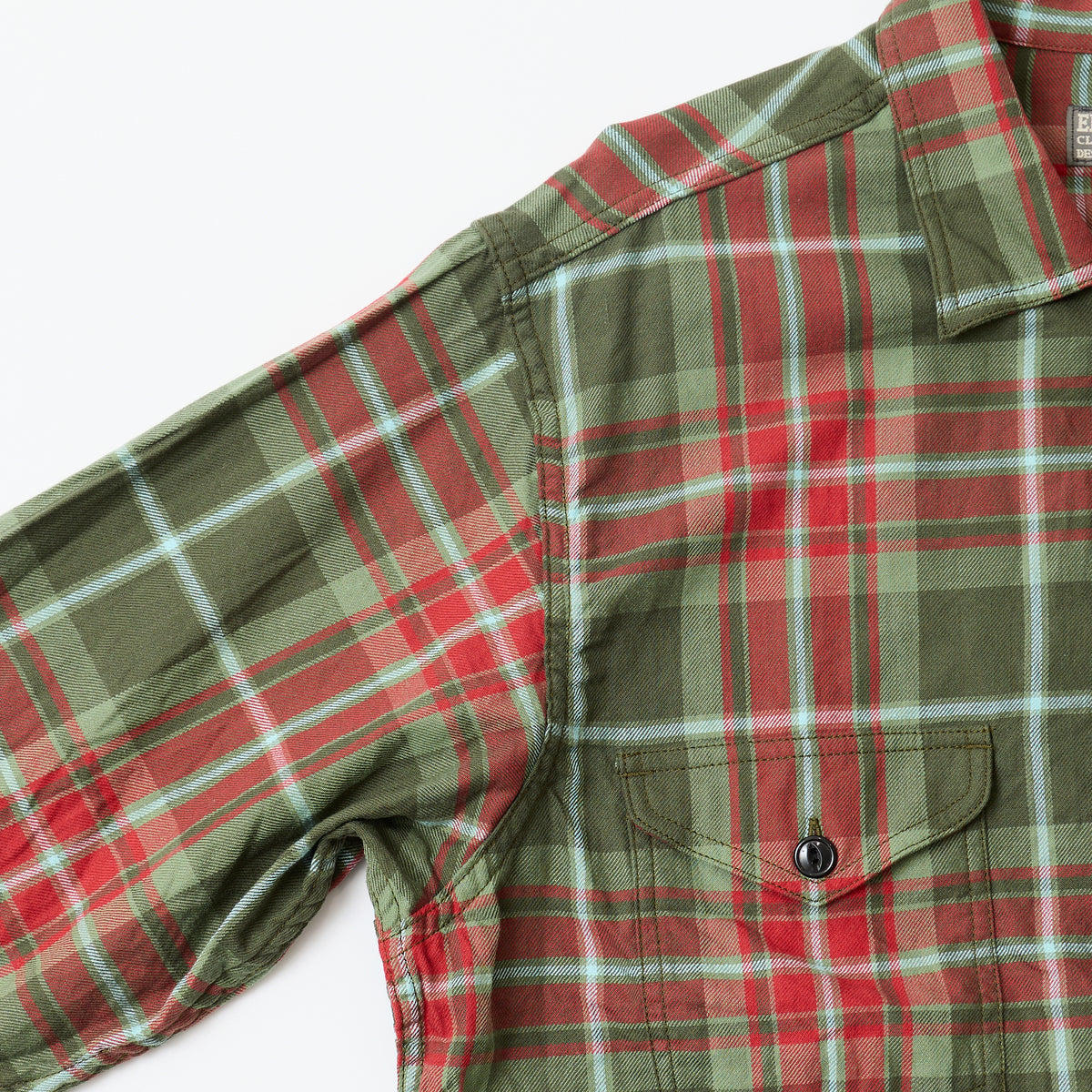EMPIRE & SONS WORK SHIRT JACKET - COTTON TWILL CHECK - 2.DK OLIVE DK RED SAGE WHITE