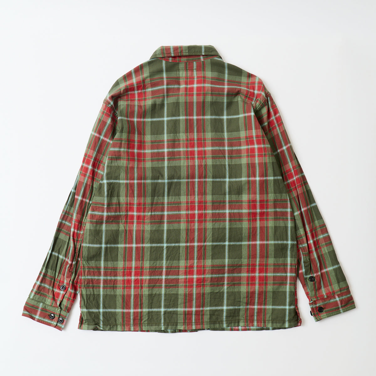 EMPIRE & SONS WORK SHIRT JACKET - COTTON TWILL CHECK - 2.DK OLIVE DK RED SAGE WHITE