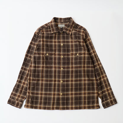 EMPIRE & SONS WORK SHIRT JACKET - COTTON TWILL CHECK - DK BROWN_NATURAL_YELLOW