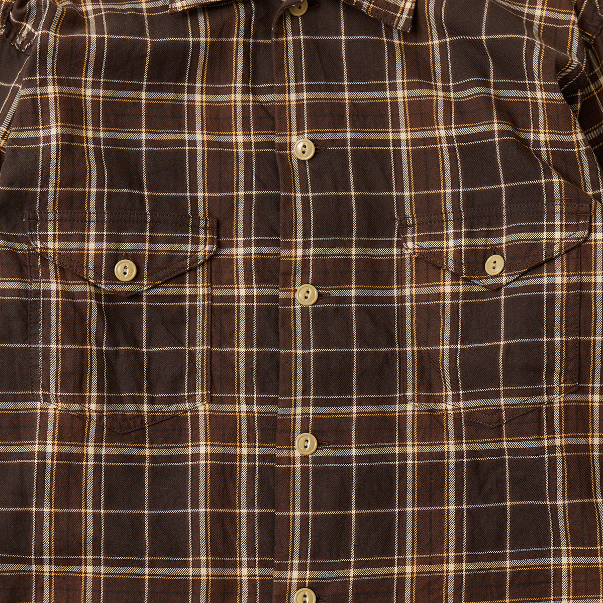 EMPIRE & SONS WORK SHIRT JACKET - COTTON TWILL CHECK - DK BROWN_NATURAL_YELLOW
