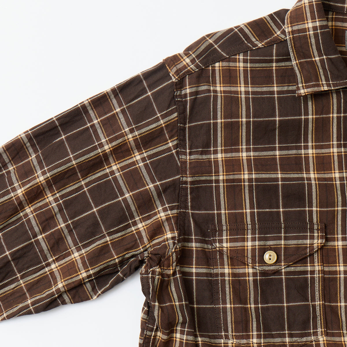 EMPIRE & SONS WORK SHIRT JACKET - COTTON TWILL CHECK - DK BROWN_NATURAL_YELLOW