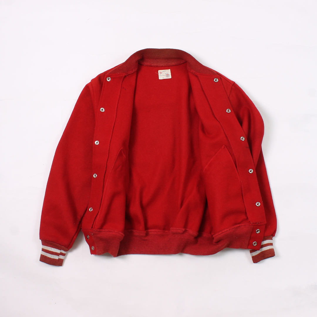 FELCO VINTAGE STADIUM JACKET - PLAIN RED & WHITE