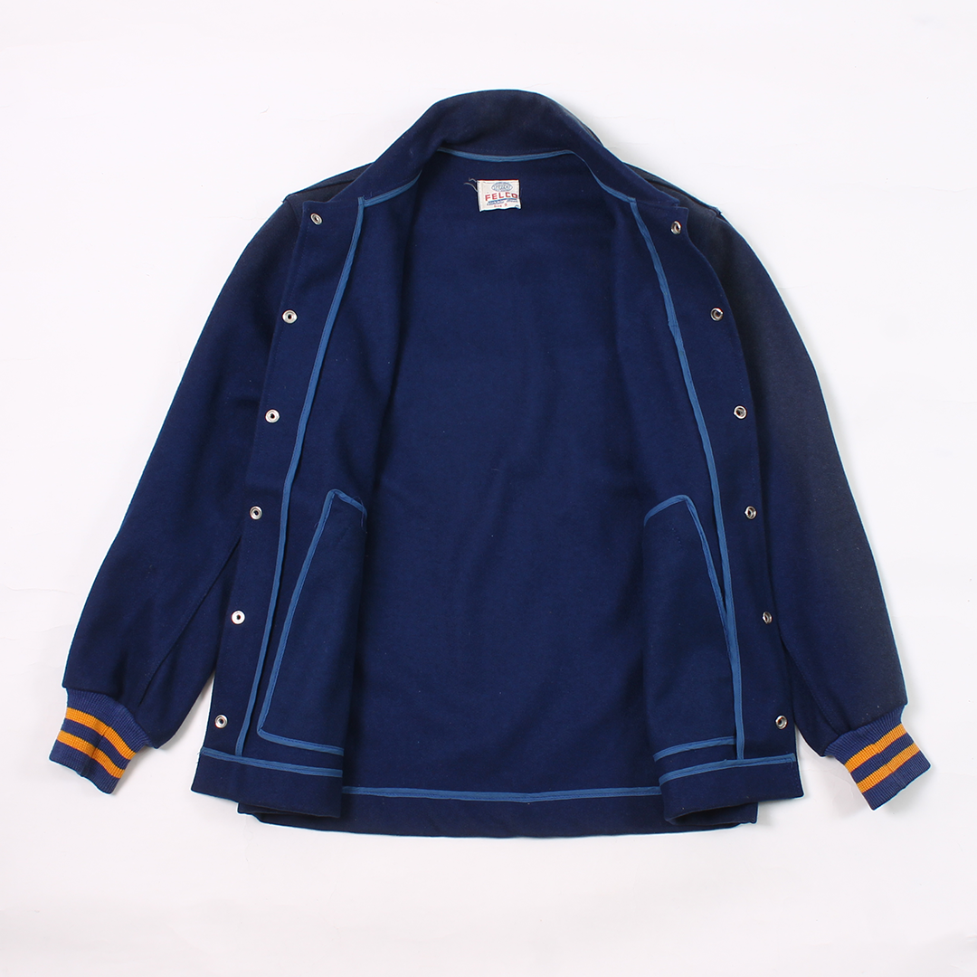 FELCO VINTAGE STADIUM JACKET - PLAIN BLUE&YELLOW