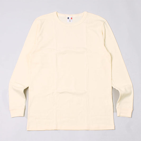 BANDOL（バンドール）  1×1 RIB COTTON 9/10 SLEEVE MILITARY CREW - ECRU