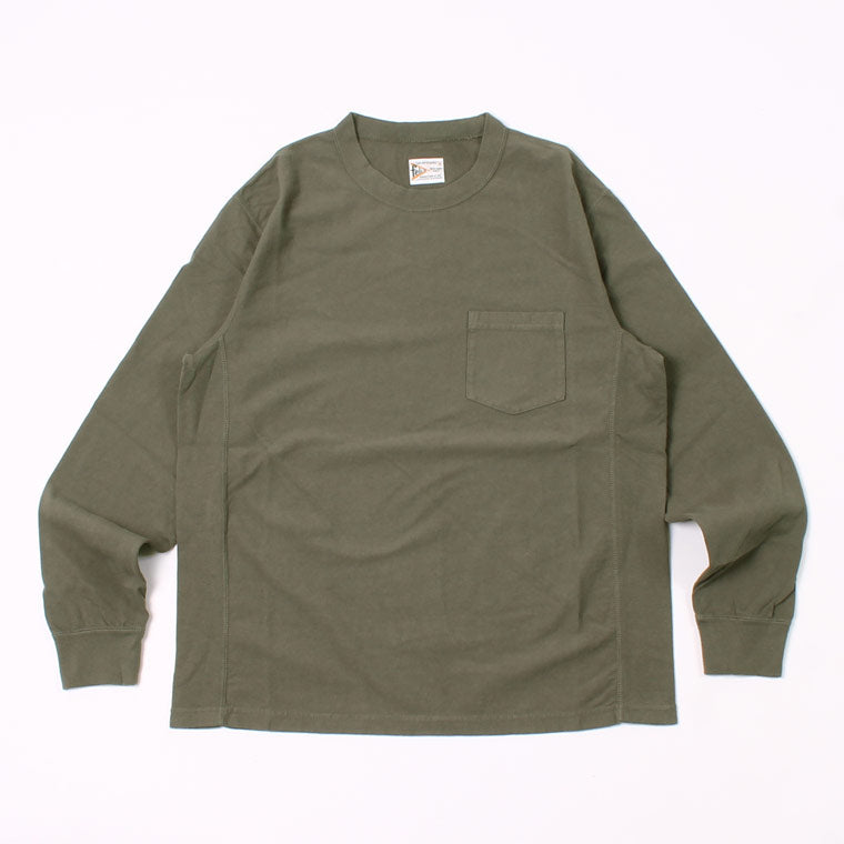 FELCO L/S INVERSE WEAVE CREW NECK POCKET T 7oz 18 SINGLE JERSEY ALL FLATSEAMA