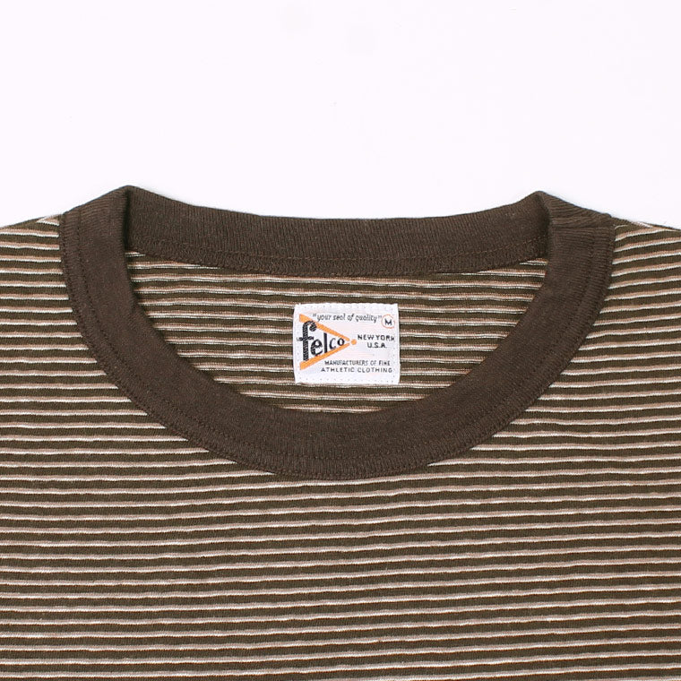 FELCO (フェルコ)  S/S RINGER NARROW STRIPE POCKET CREW TEE