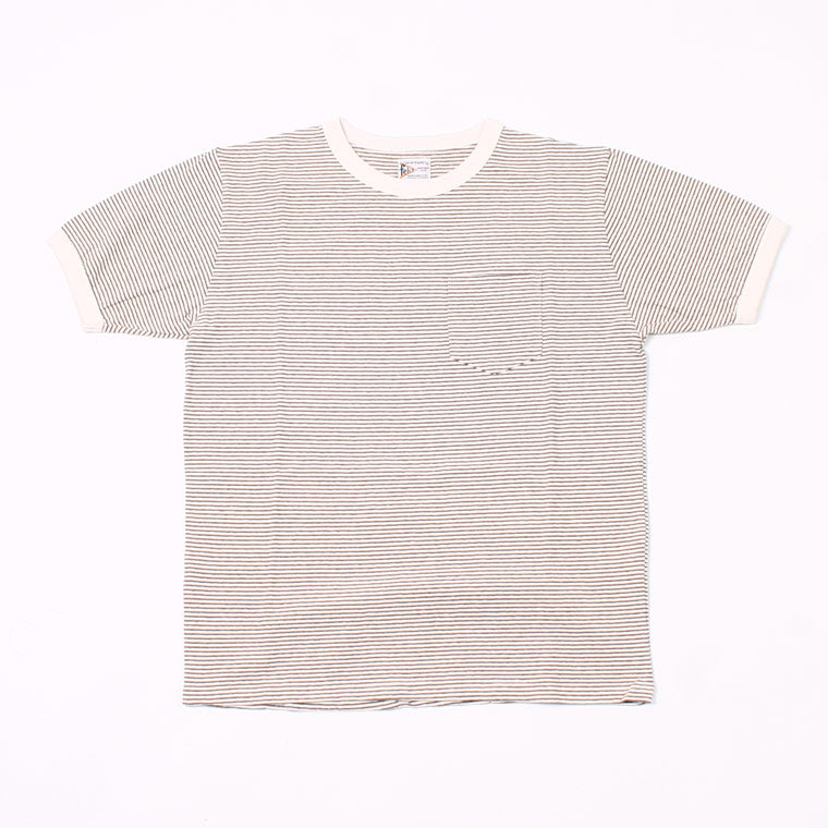 FELCO (フェルコ)  S/S RINGER NARROW STRIPE POCKET CREW TEE