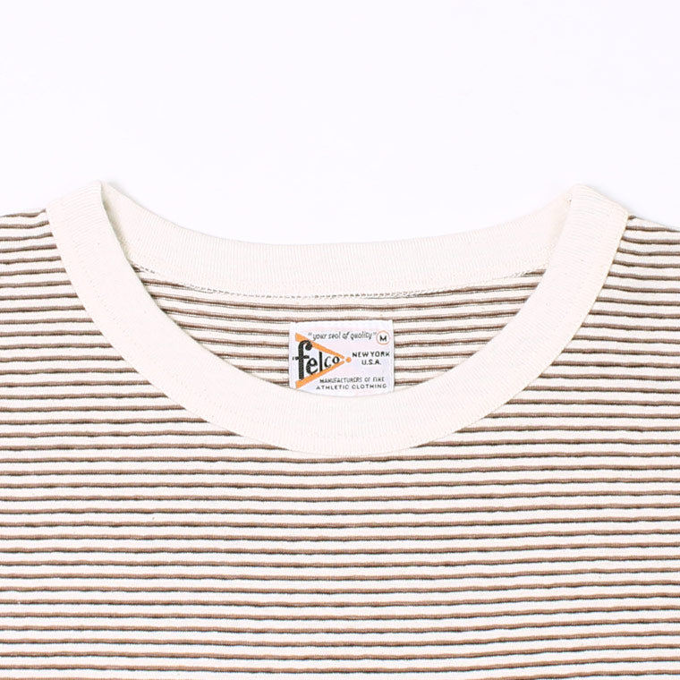 FELCO (フェルコ)  S/S RINGER NARROW STRIPE POCKET CREW TEE