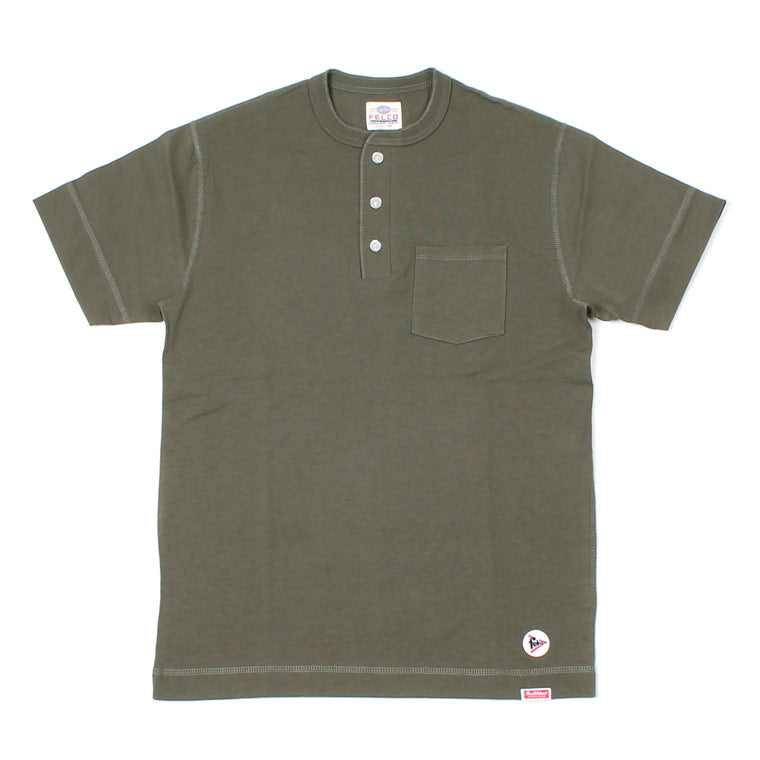 FELCO × HEALTHKNIT  S/S HENLEY NECK POCKET-T U.S.COTTON OPEN END JERSEY - 6 COLORS - FELC-312