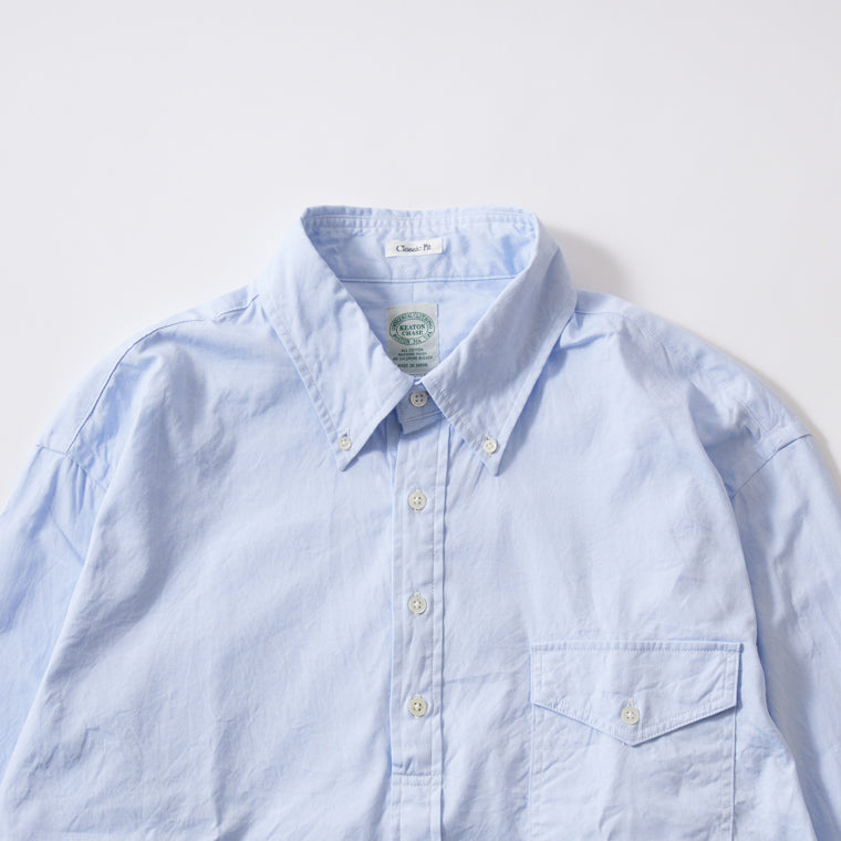 KEATON CHASE USA L/S MODIFIED CLASSIC FIT PULLOVER BD SHIRT - PINPOINT OXFORD