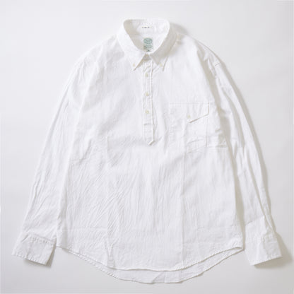 KEATON CHASE USA L/S MODIFIED CLASSIC FIT PULLOVER BD SHIRT - PINPOINT OXFORD
