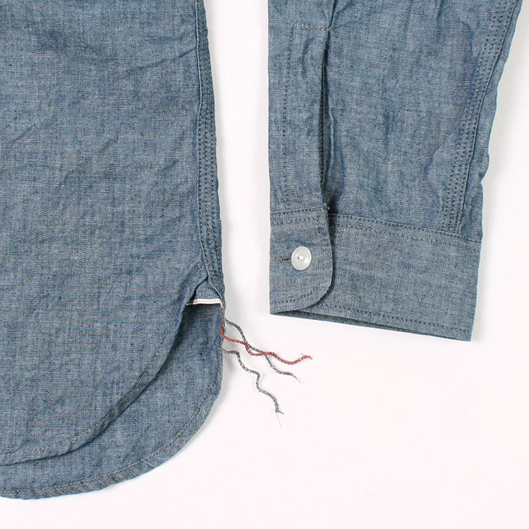 EMPIRE & SONS (エンパイア アンド サンズ)  L/S WORK SHIRT 5oz ORGANIC SELVAGE CHAMBRAY ONE WASH - BLUE