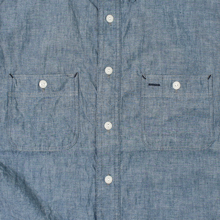 EMPIRE & SONS (エンパイア アンド サンズ)  L/S WORK SHIRT 5oz ORGANIC SELVAGE CHAMBRAY ONE WASH - BLUE